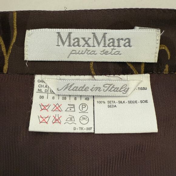 MAXMARA | 90s Vintage Brown Silk Hand Painted Floral Midi Wrap Skirt | Size 6 - Picture 5 of 6